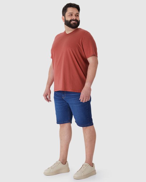 Camiseta Básica Masculina Plus Size Decote V Em Algodão