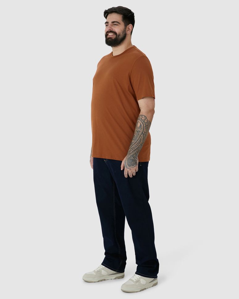 Camiseta Básica Masculina Plus Size Decote Redondo Em Algodão