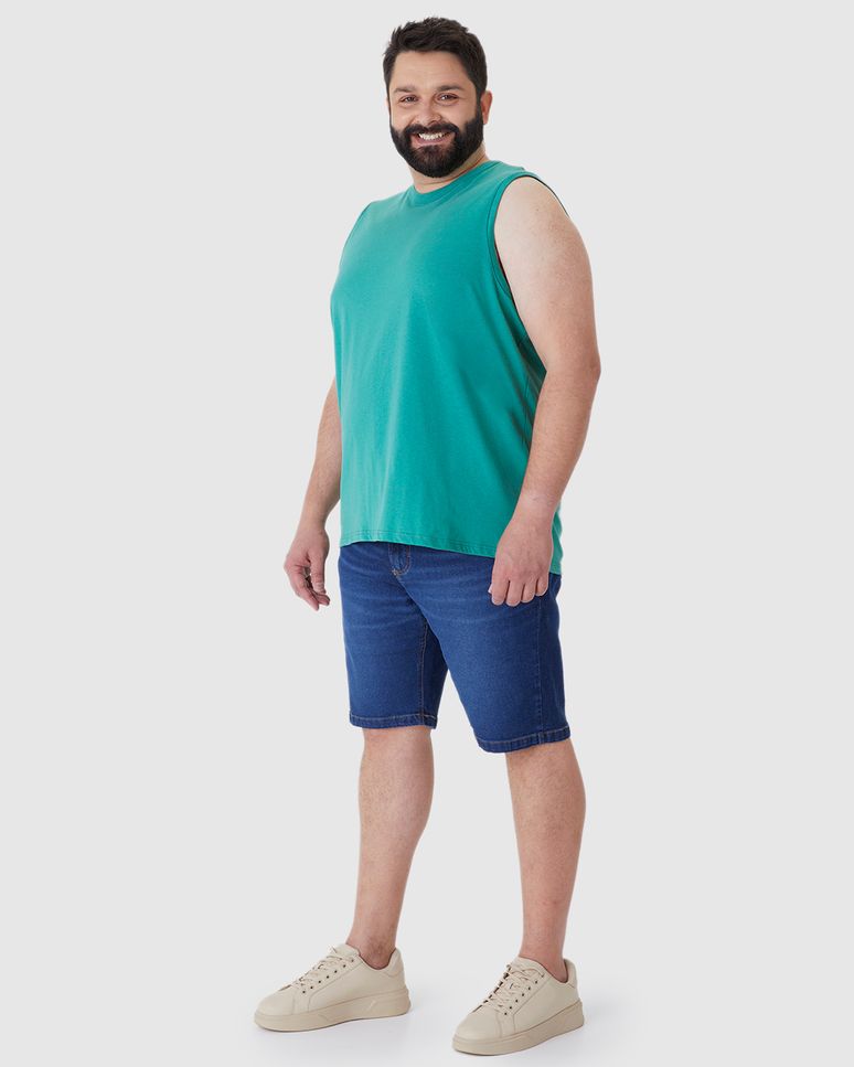 Regata Básica Masculina Plus Size Cava Ajustada Em Algodão