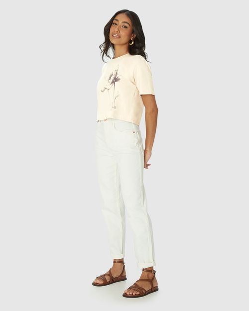 Camiseta Long Cropped Feminina Estampa Ilustrativa Em Algodão