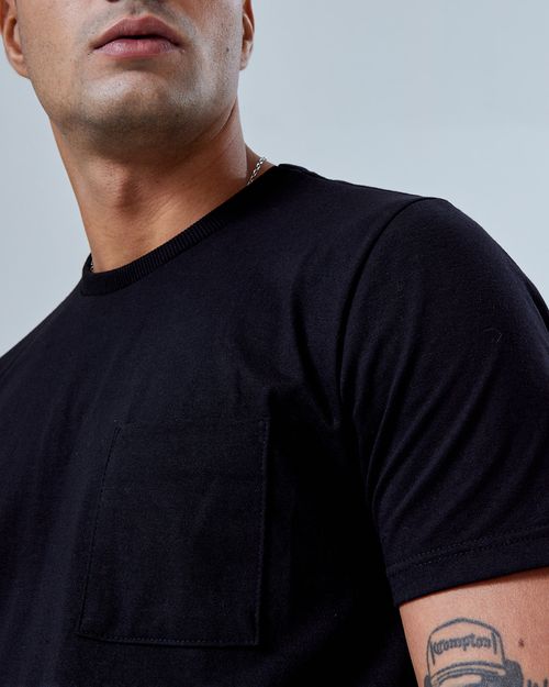 Camiseta Masculina Bolso Frontal Tecnológica Air Em Mescla Algodão - BASICAMENTE