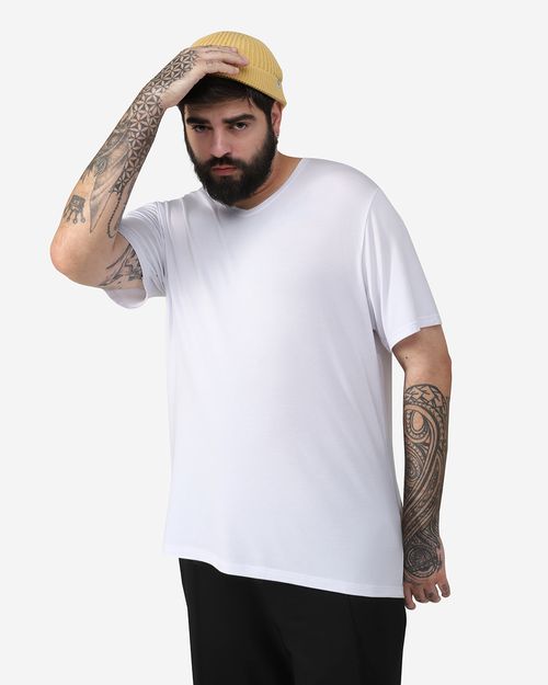Camiseta Masculina Plus Size Gola V Tecnológica Modal - BASICAMENTE