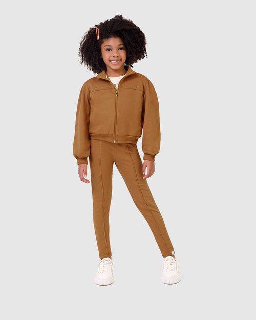 Jaqueta Infantil Menina Franjas Nas Costas Em Moletom Flanelado Malwee Kids