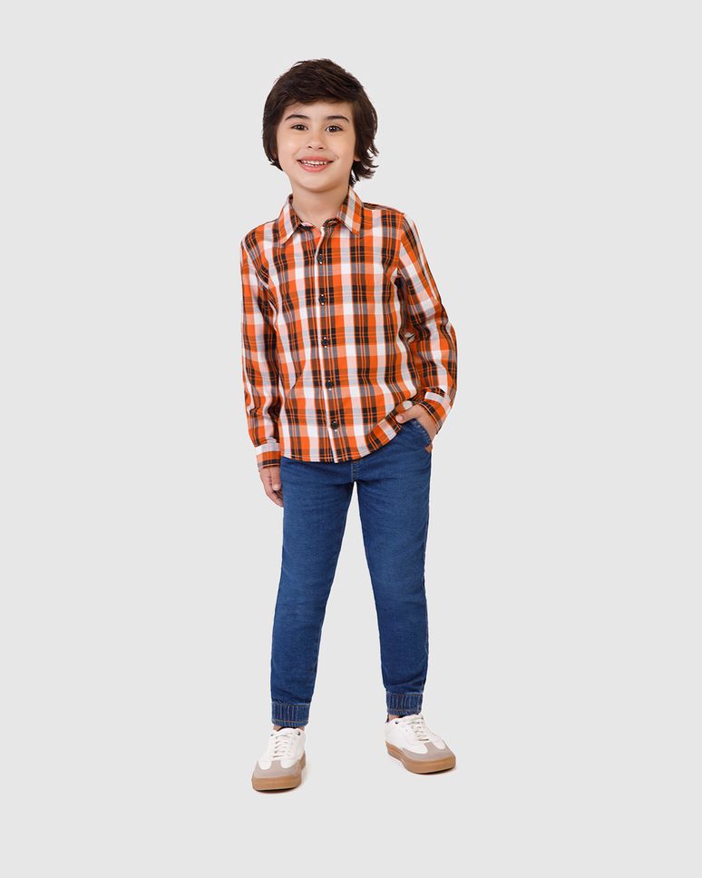 Camisa Infantil Menino Xadrez Em Tricoline Malwee Kids