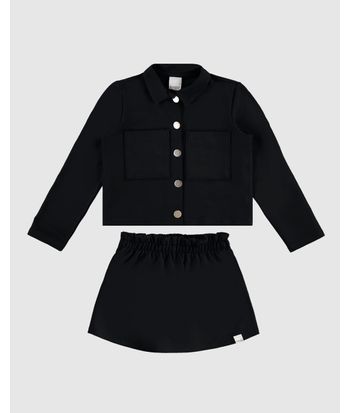 Conjunto Infantil Menina Camisa E Shorts Saia Em Moletom Stretch Malwee Kids