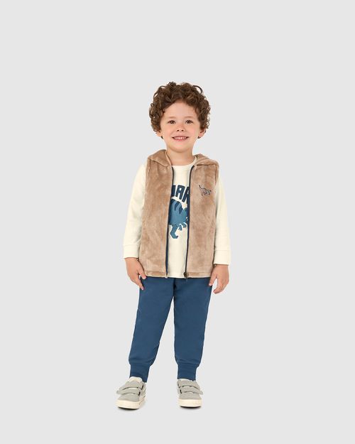 Conjunto Infantil Menino 3 Peças Colete + Camiseta + Calça Malwee Kids