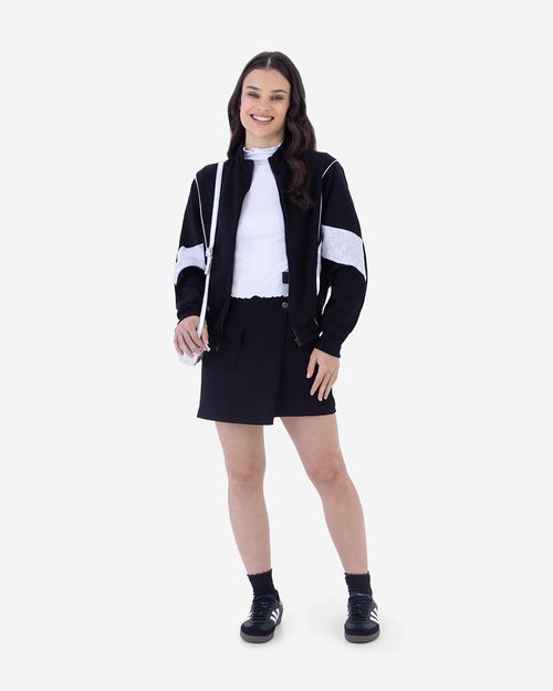 Jaqueta Menina Ampla Gola Alta Recortes Em Moletom Flanelado Malwee Kids