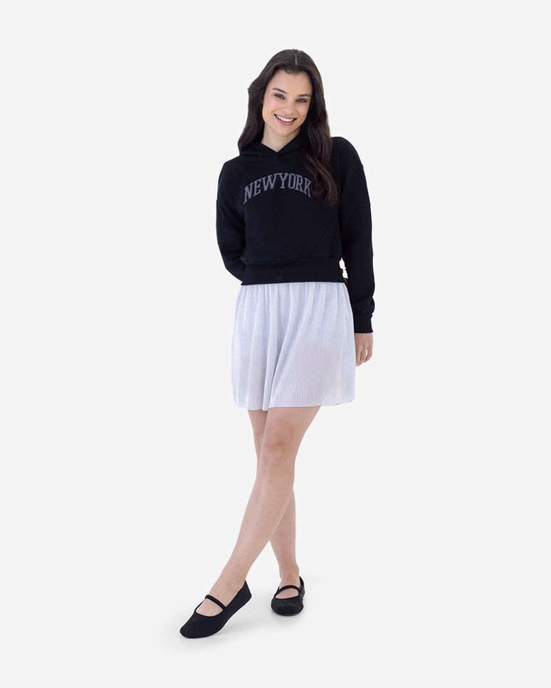 Blusão Menina Com Capuz New York Em Moletom Flanelado Malwee Kids