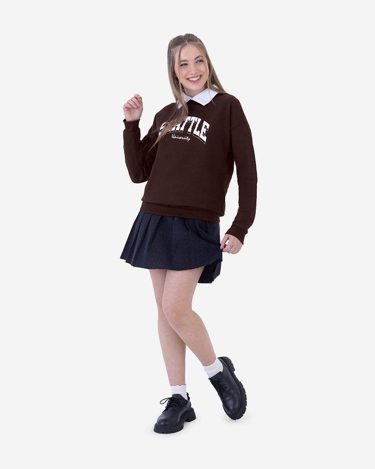 Blusão Menina Gola Diferenciada Seattle Em Moletom Flanelado Malwee Kids