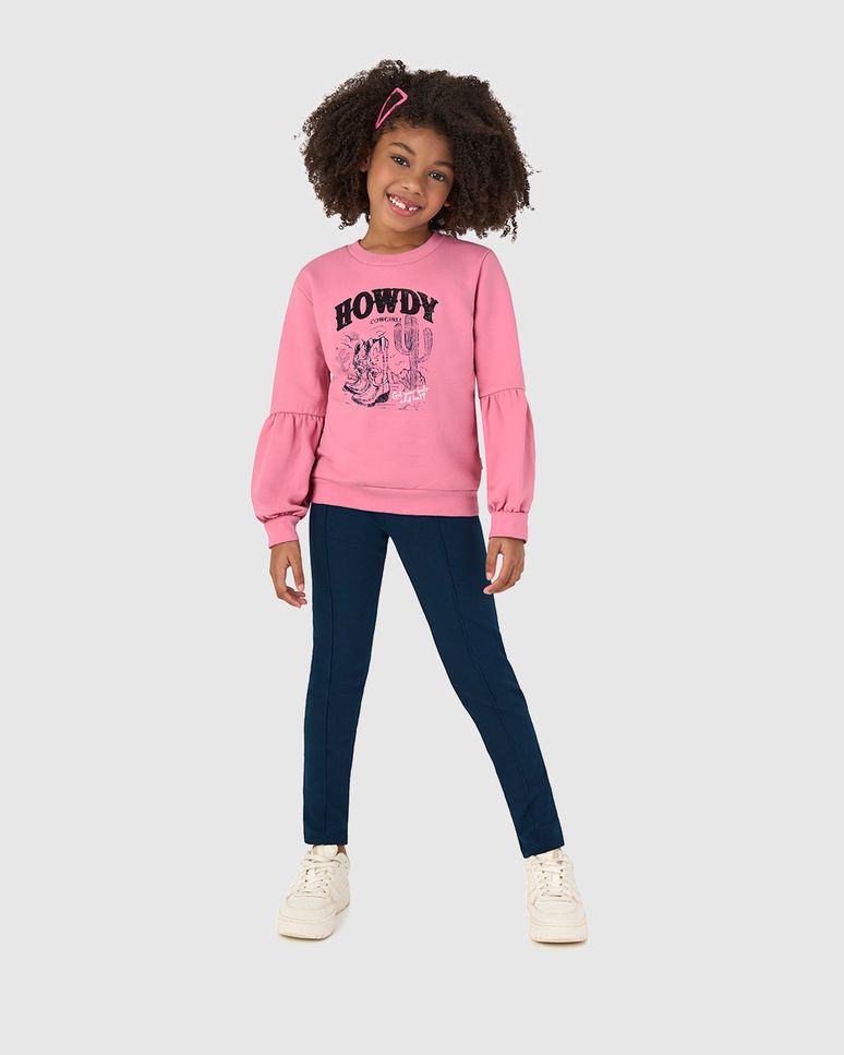 Conjunto Infantil Menina Howdy Cowgirl Em Moletom Flanelado Malwee Kids