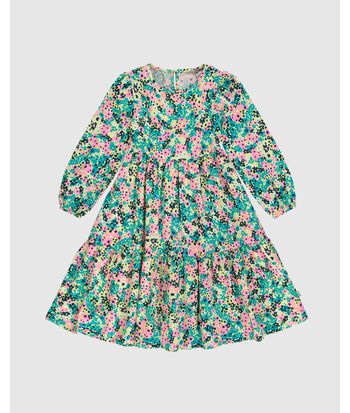 Vestido Infantil Marias Manga Longa Floral Em Viscose Malwee Kids
