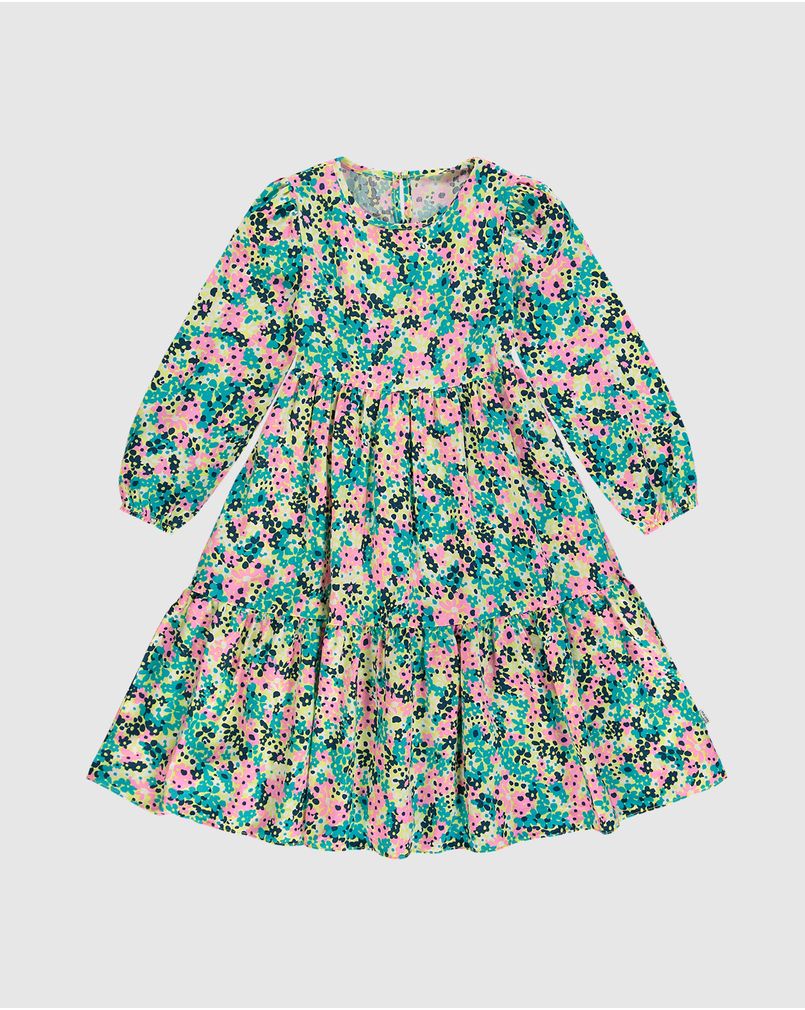 Vestido Infantil Marias Manga Longa Floral Em Viscose Malwee Kids