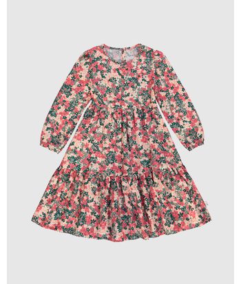 Vestido Infantil Marias Manga Longa Floral Em Viscose Malwee Kids