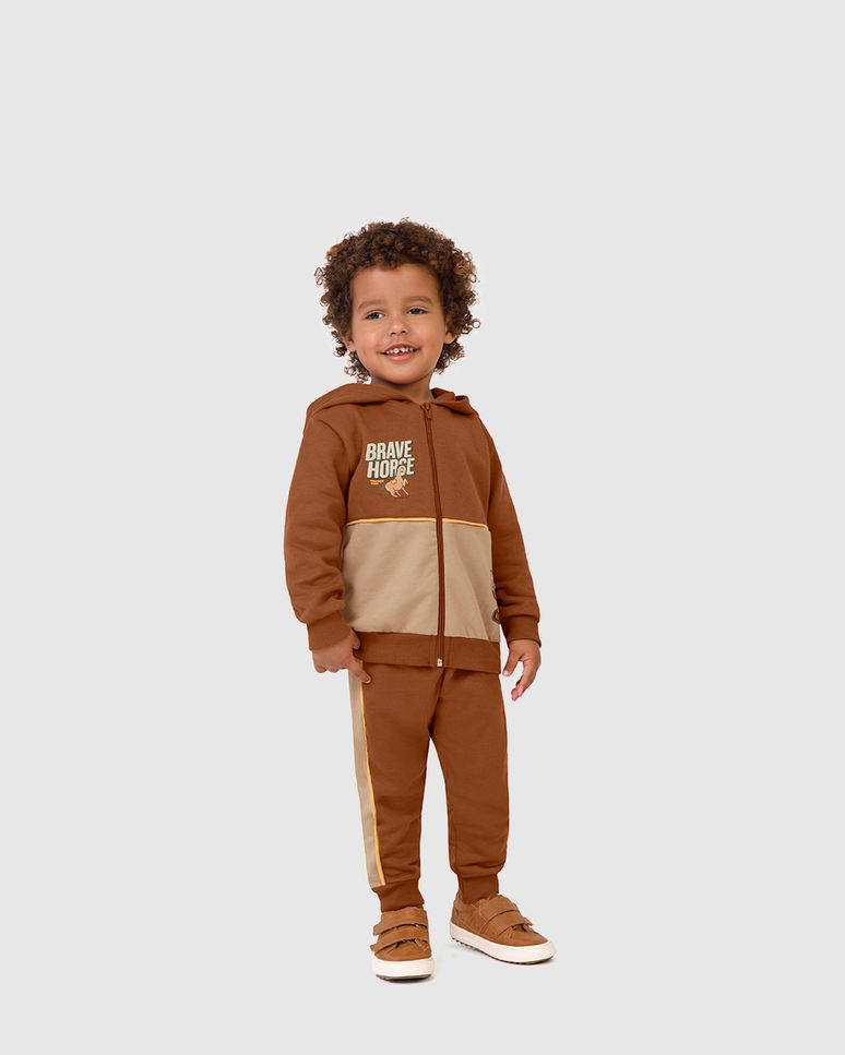 Conjunto Infantil Menino Jaqueta Brave Horse Moletom Flanelado Malwee Kids