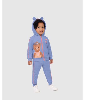 Conjunto Infantil Menina Jaqueta Estampa Com Glitter Em Moletom Malwee Kids