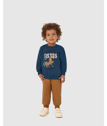 Conjunto Infantil Menino Blusão Estampa Frontal Em Moletom Malwee Kids