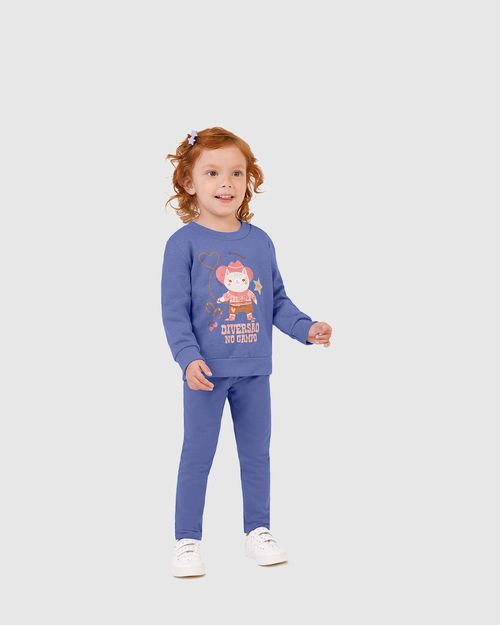 Conjunto Infantil Menina Blusão Diversão No Campo Em Moletom Malwee Kids