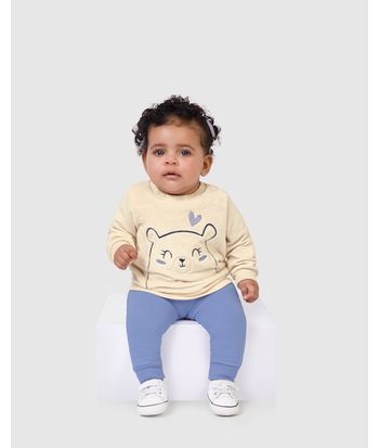 Conjunto Infantil Menina Blusão Com Bordado Em Pelúcia Malwee Kids
