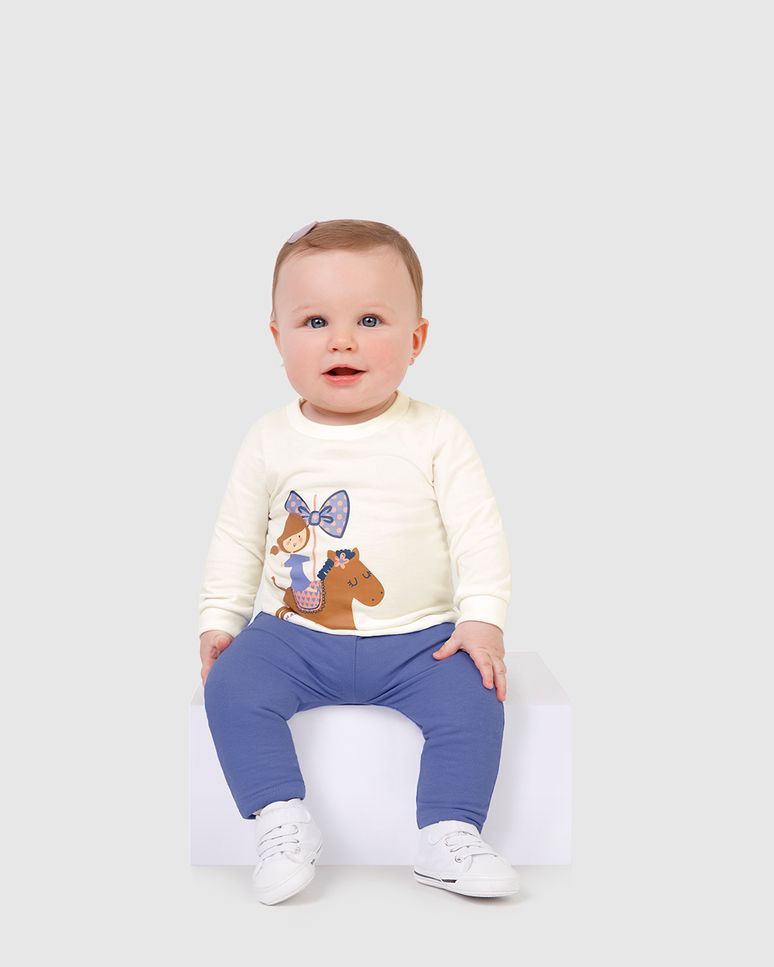 Conjunto Infantil Menina Calça Saruel Em Moletinho Malwee Kids