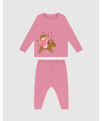 Conjunto Infantil Menina Calça Saruel Em Moletinho Malwee Kids