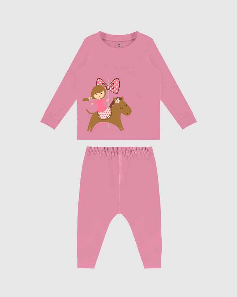 Conjunto Infantil Menina Calça Saruel Em Moletinho Malwee Kids