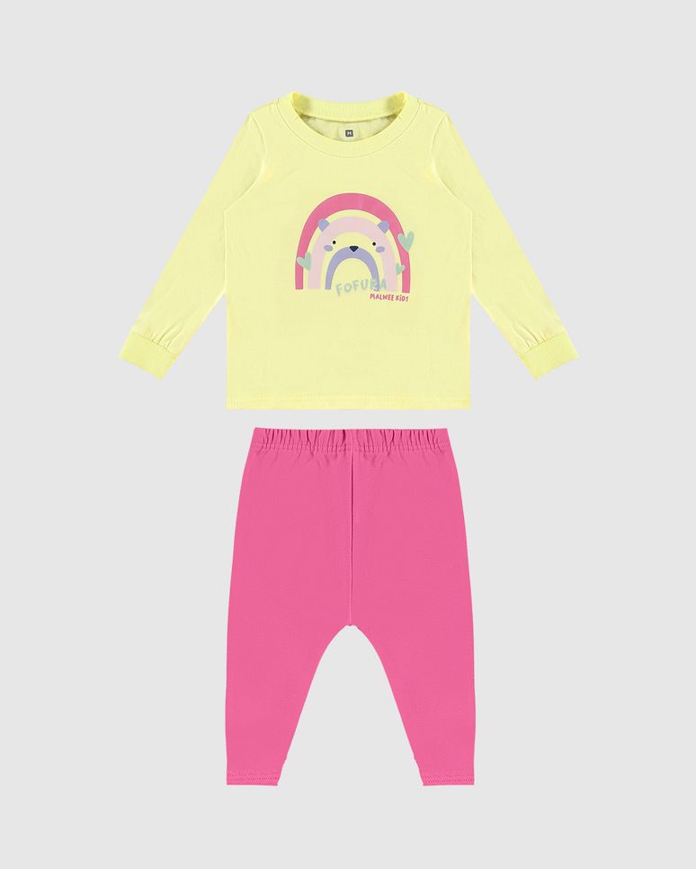 Conjunto Infantil Menina Calça Saruel Em Moletinho Malwee Kids