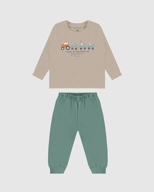 Conjunto Infantil Menino Camiseta Manga Longa E Calça Em Algodão Malwee Kids