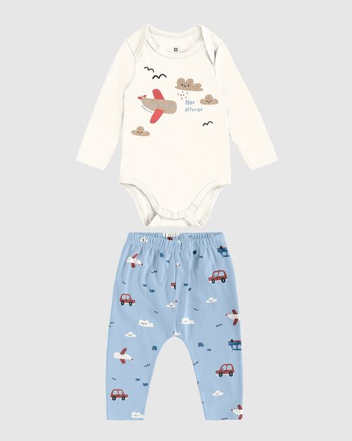 Conjunto Infantil Menino Body Manga Longa E Calça Em Algodão Malwee Kids