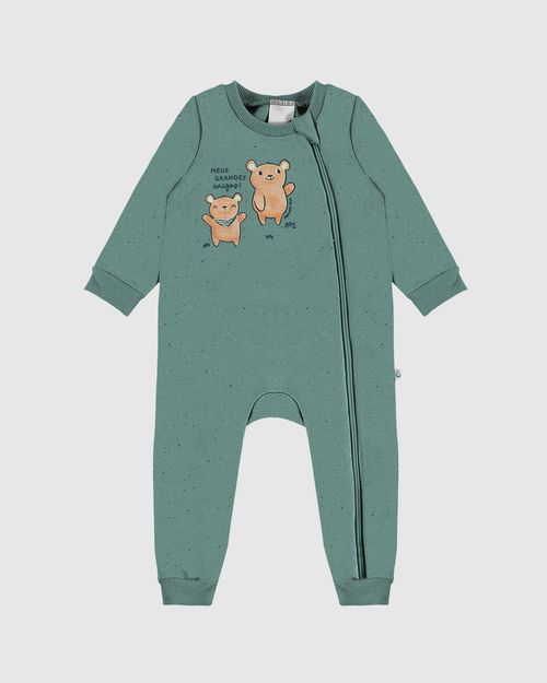Macacão Infantil Menino Abertura Zíper Frontal Em Moletom Botonê Malwee Kids
