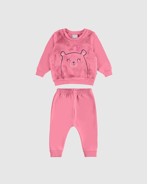 Conjunto Infantil Menina Blusão Com Bordado Em Pelúcia Malwee Kids