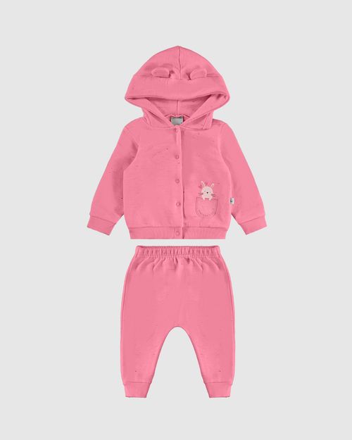 Conjunto Infantil Menina Casaco Com Capuz + Aplique Malwee Kids