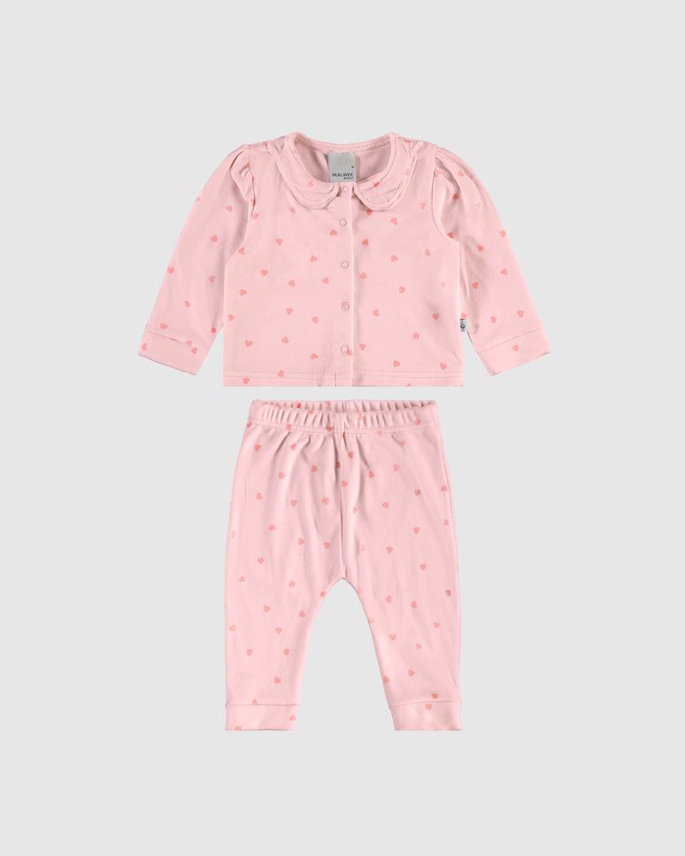 Conjunto Infantil Menina Corações Jaqueta E Calça Em Malha Plush Malwee Kids