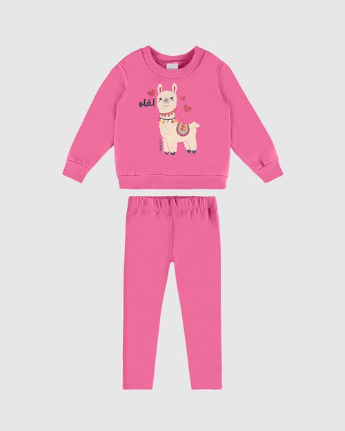 Conjunto Infantil Menina Blusão Olá! Em Moletom Malwee Kids