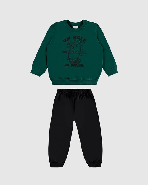 Conjunto Infantil Menino Blusão Estampa Frontal Em Moletom Malwee Kids