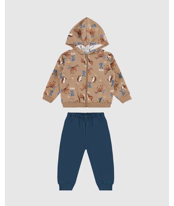 Conjunto Infantil Menino Jaqueta E Calça Em Moletom Flanelado Malwee Kids