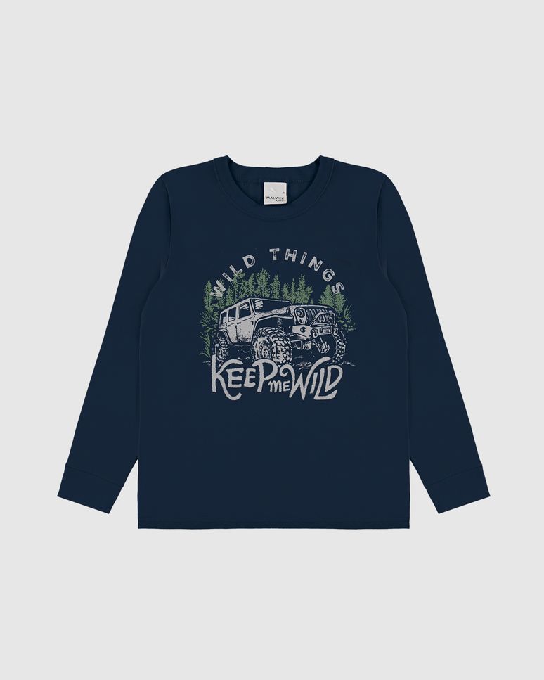 Camiseta Infantil Menino Manga Longa Wild Things Em Algodão Malwee Kids