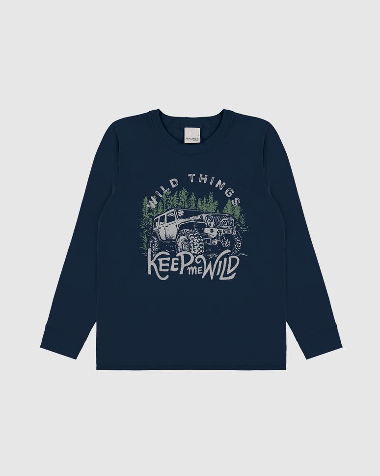 Camiseta Infantil Menino Manga Longa Wild Things Em Algodão Malwee Kids