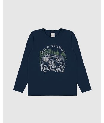 Camiseta Infantil Menino Manga Longa Wild Things Em Algodão Malwee Kids