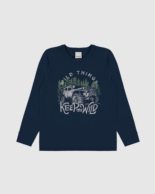 Camiseta Infantil Menino Manga Longa Wild Things Em Algodão Malwee Kids