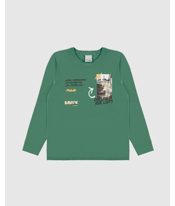 Camiseta Infantil Menino Manga Longa Limits Em Algodão Malwee Kids