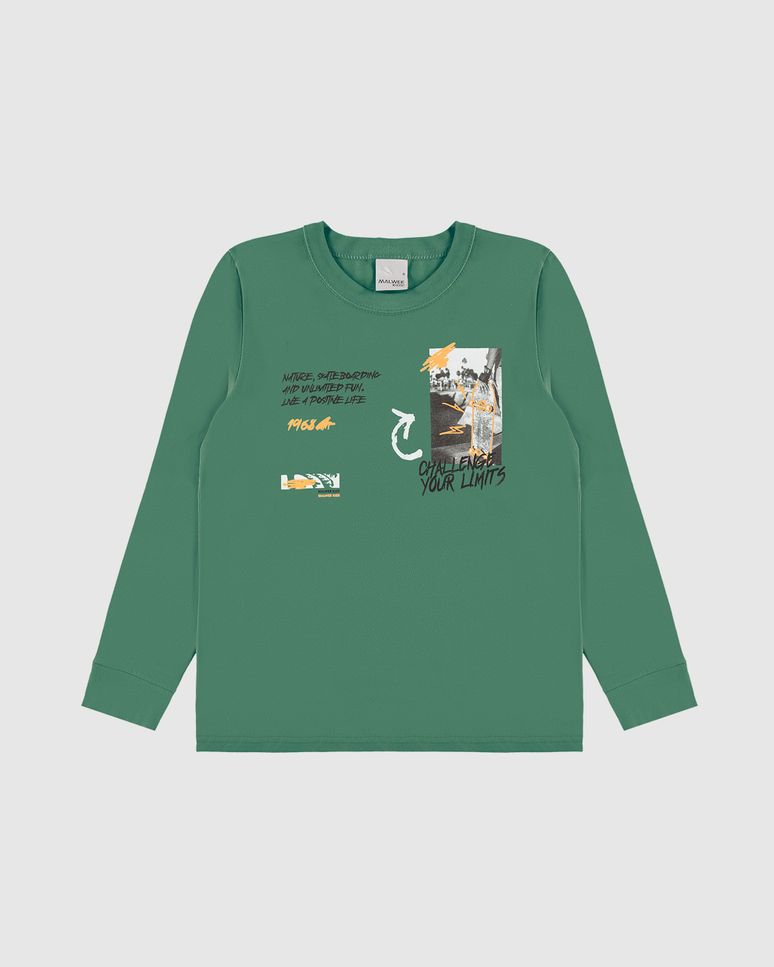 Camiseta Infantil Menino Manga Longa Limits Em Algodão Malwee Kids