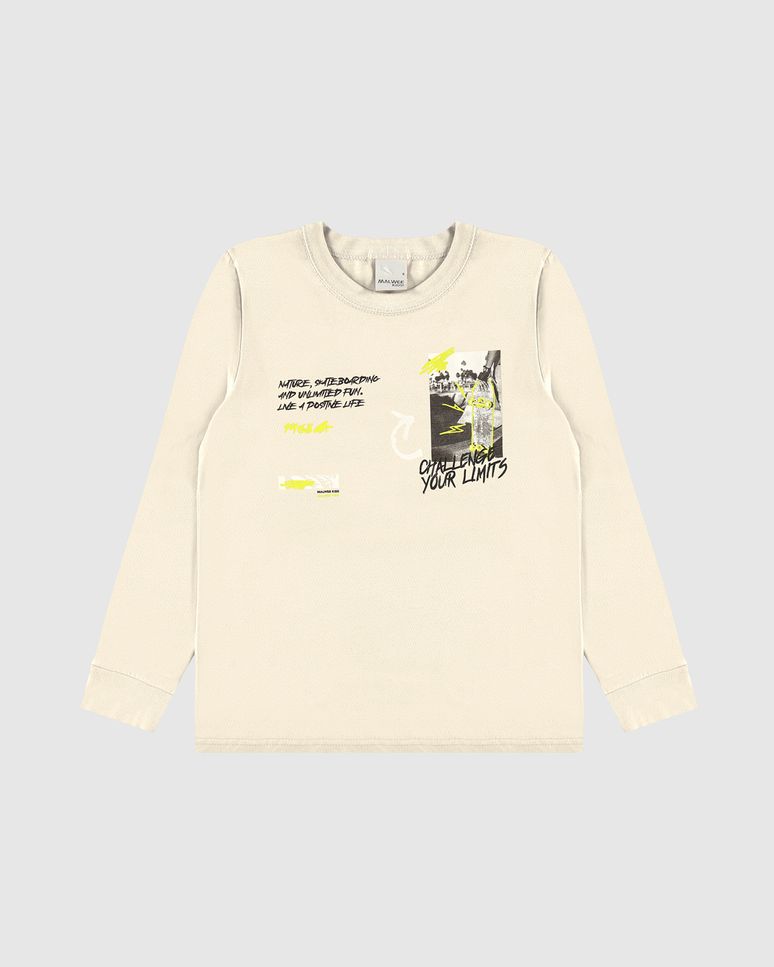 Camiseta Infantil Menino Manga Longa Limits Em Algodão Malwee Kids