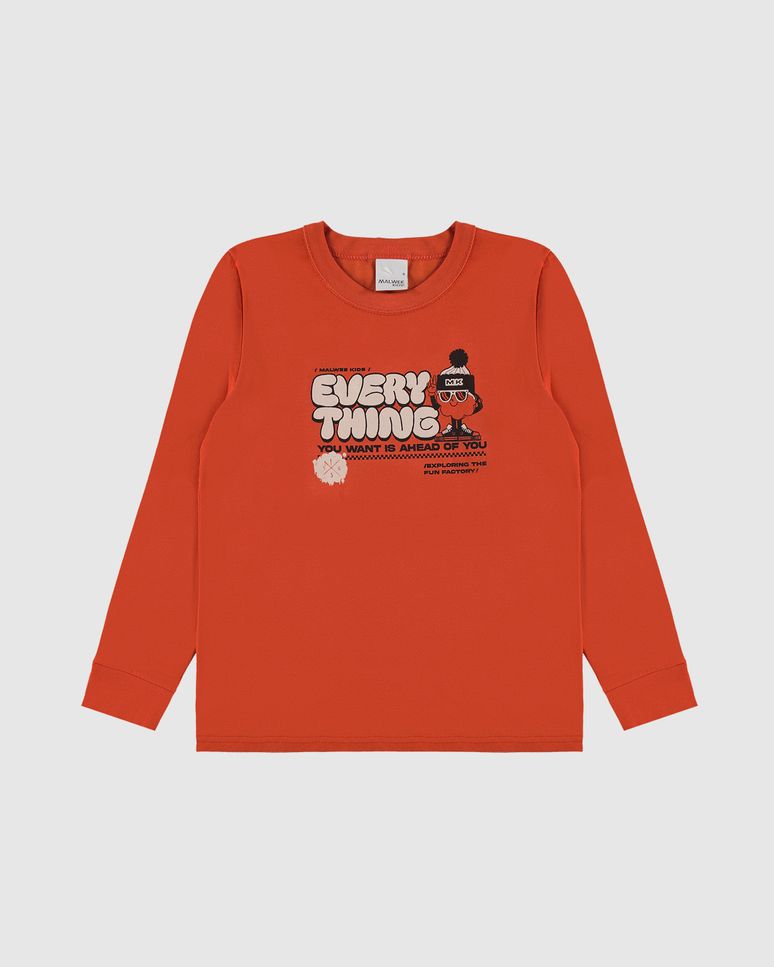 Camiseta Infantil Menino Manga Longa Everything Em Algodão Malwee Kids