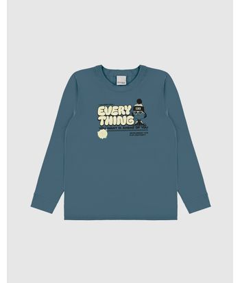 Camiseta Infantil Menino Manga Longa Everything Em Algodão Malwee Kids