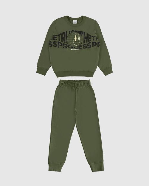 Conjunto Infantil Menino Blusão E Calça Em Moletom Flanelado Malwee Kids
