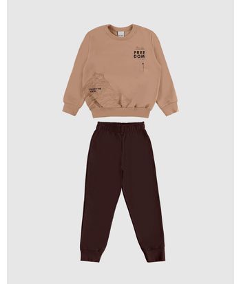 Conjunto Infantil Menino Blusão E Calça Em Moletom Flanelado Malwee Kids
